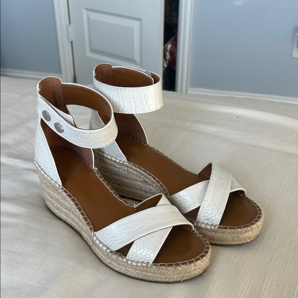 Franco Sarto White Espadrille Wedge Sandals